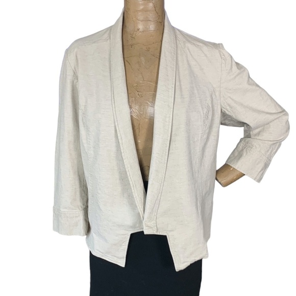 Lane Bryant Washable Linen Blend Open Blazer Jacket Plus Sz 22 Beige #257K - Picture 1 of 5
